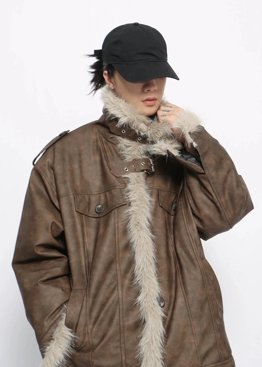 fur leather jacket gm16231