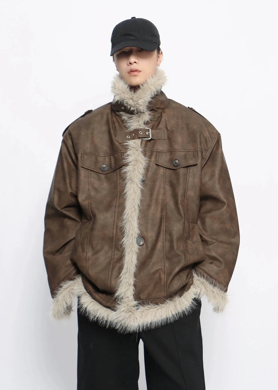 fur leather jacket gm16231
