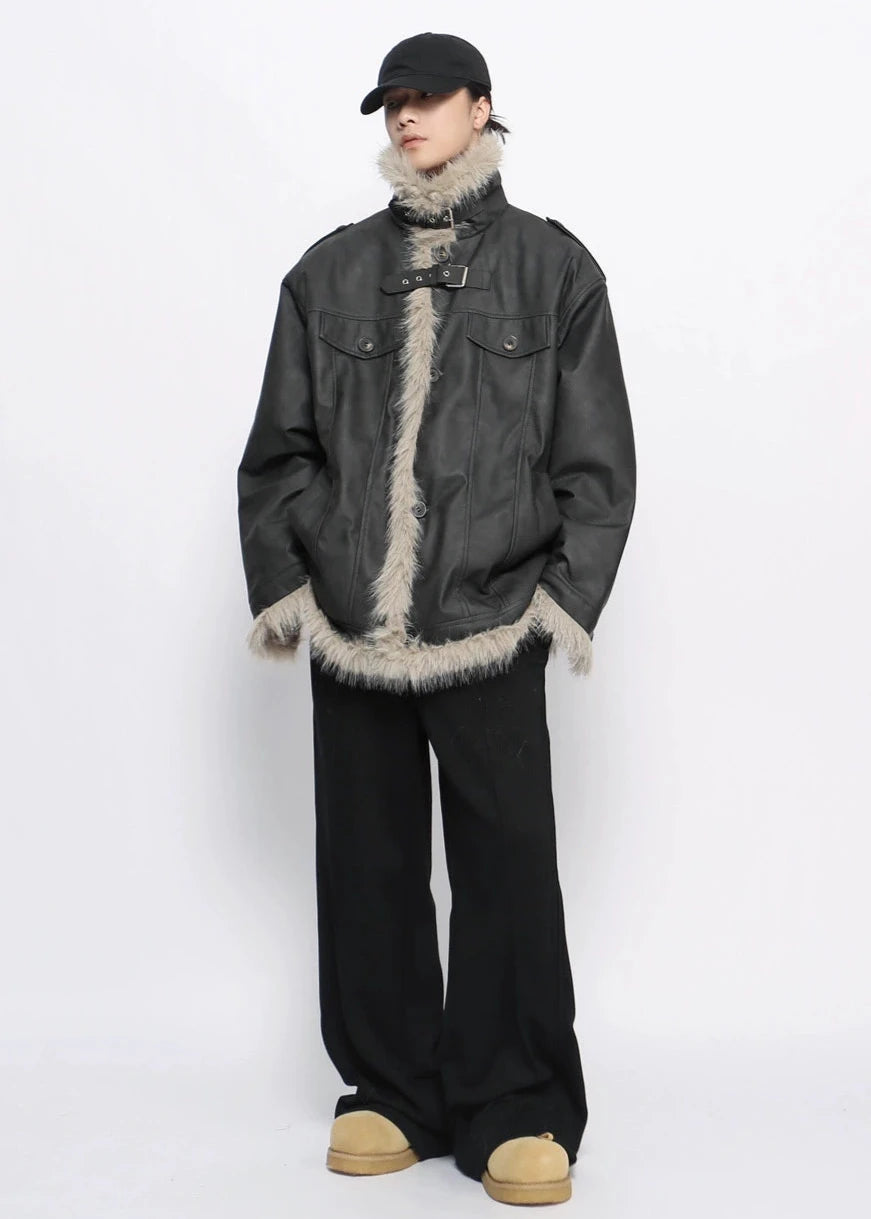 fur leather jacket gm16231
