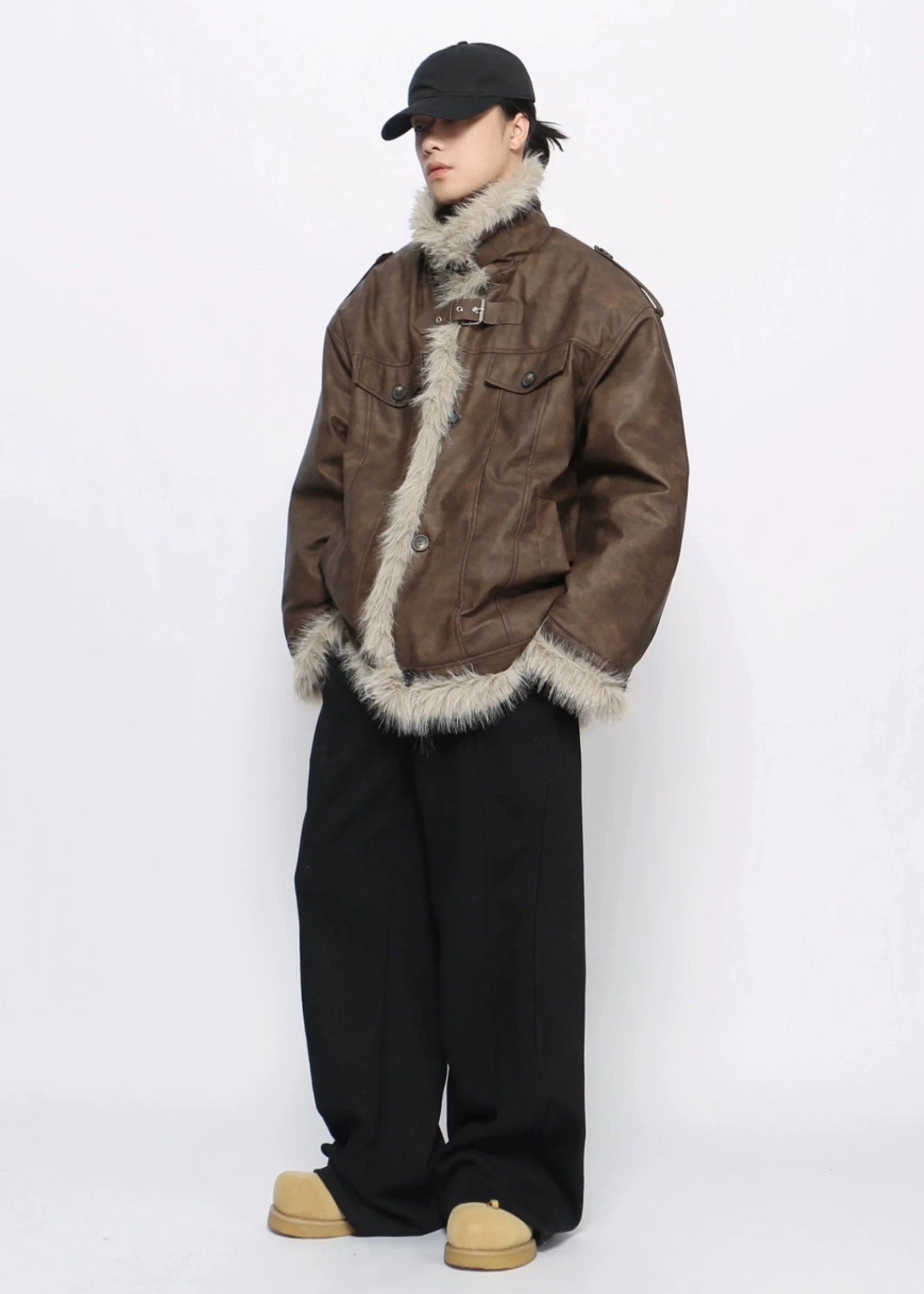 fur leather jacket gm16231