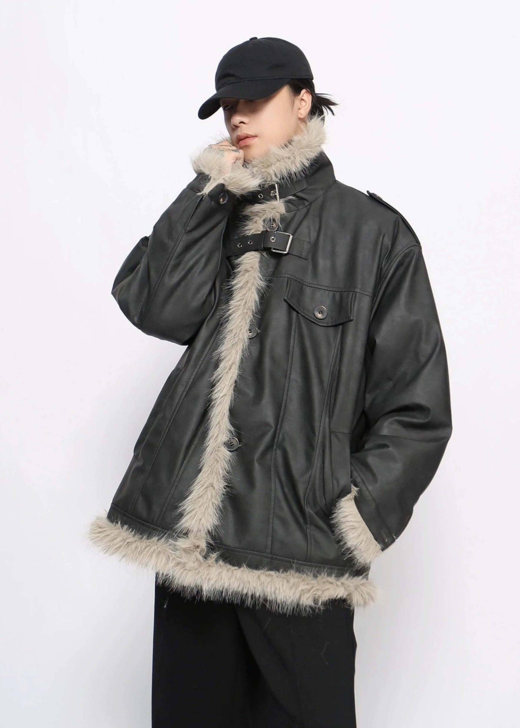 fur leather jacket gm16231