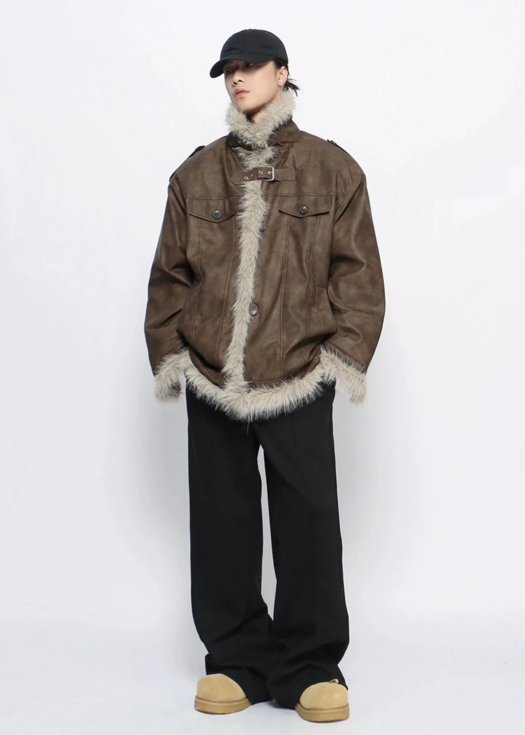 fur leather jacket gm16231