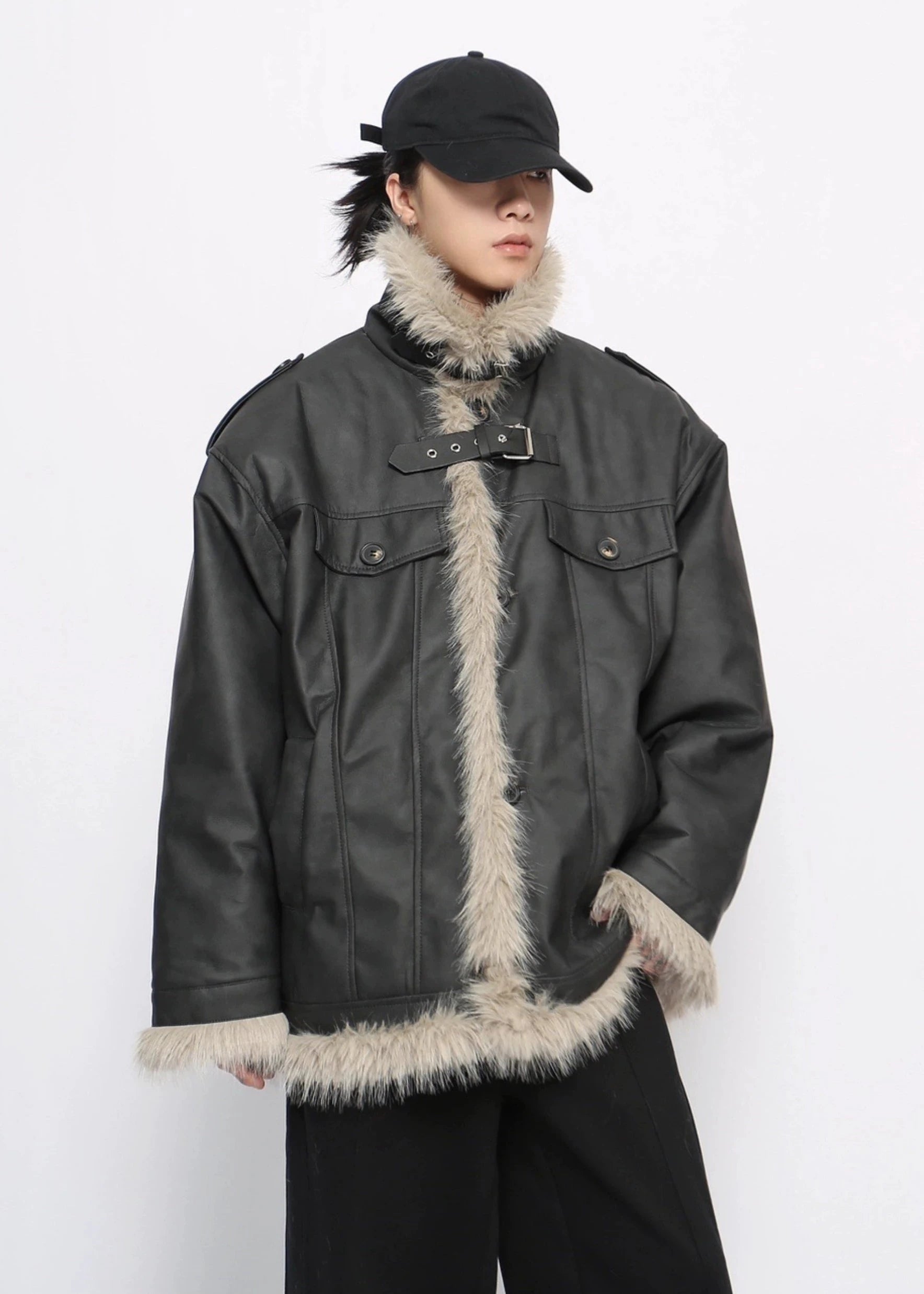 fur leather jacket gm16231
