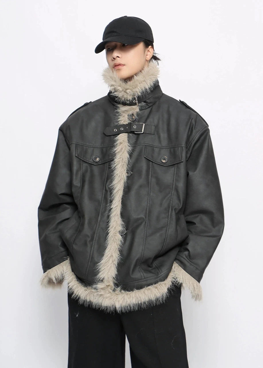 fur leather jacket gm16231