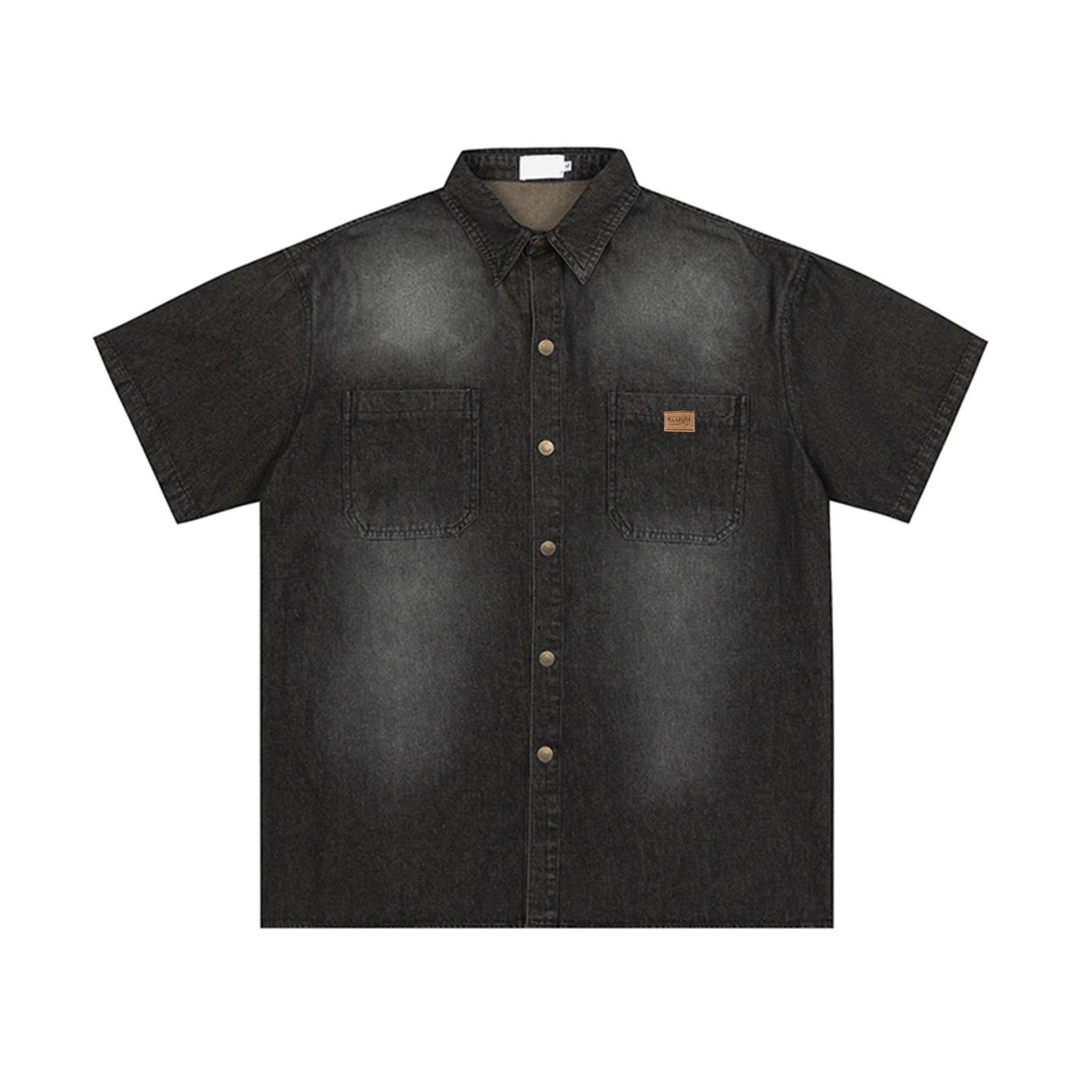 retro washed denim short-sleeved shirt gm15340