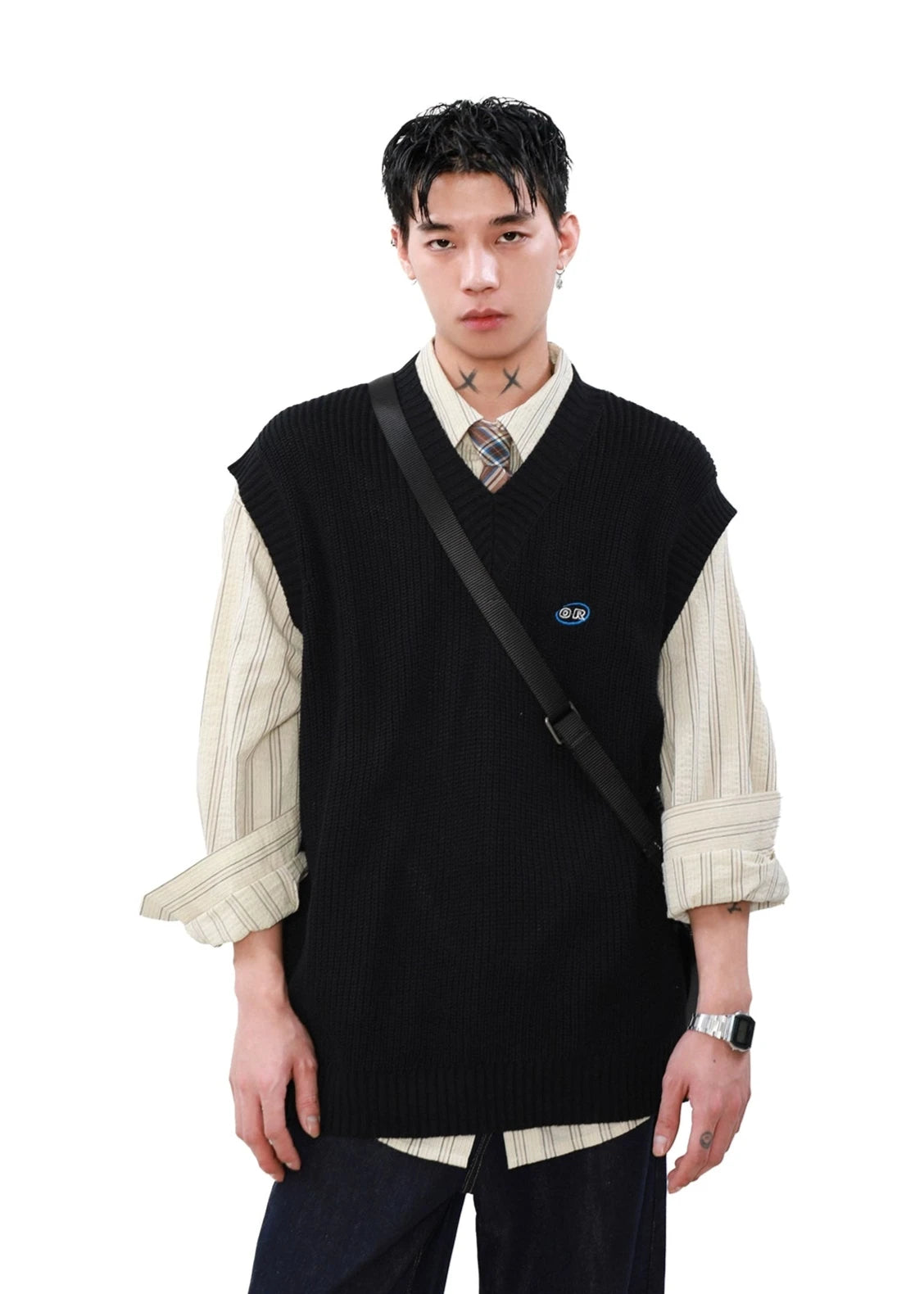 V-neck vest knit gm16073