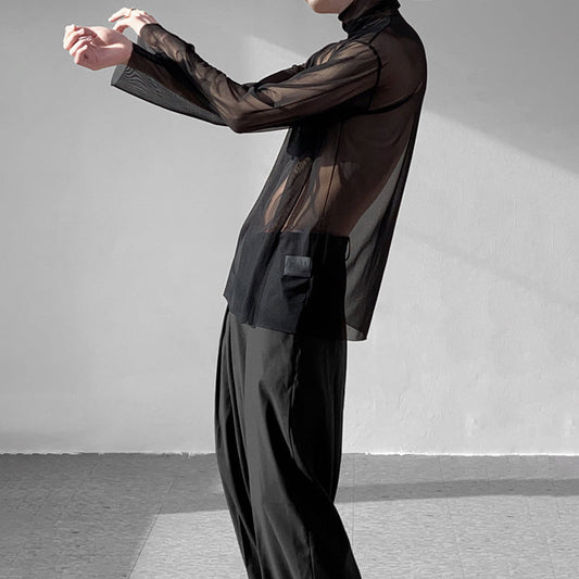 High neck see-through top gm4512