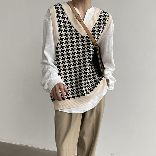 Point design knit vest gm3018