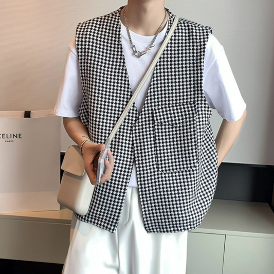 Houndstooth check vest gm4379