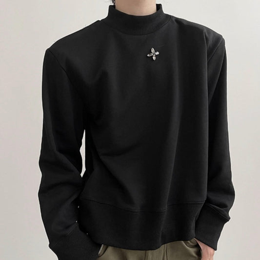 Shoulder pad high neck sweatshirt gm2946