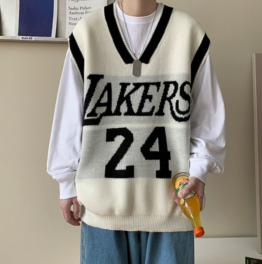 Big lettering V-neck vest gm4475