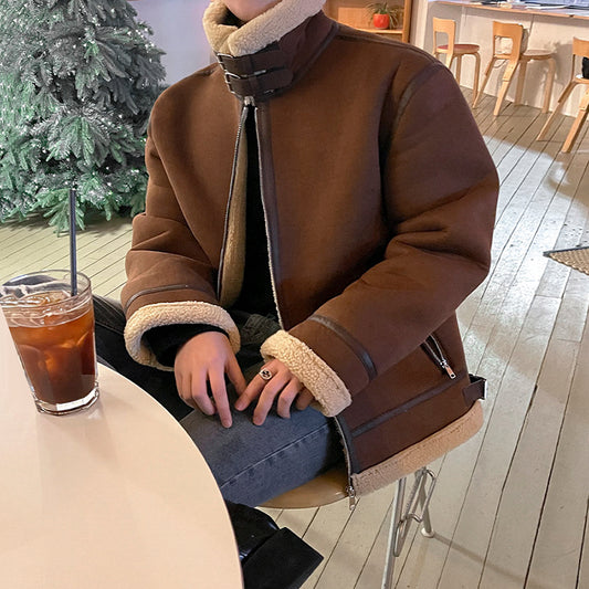 Simple suede boa jacket gm4191