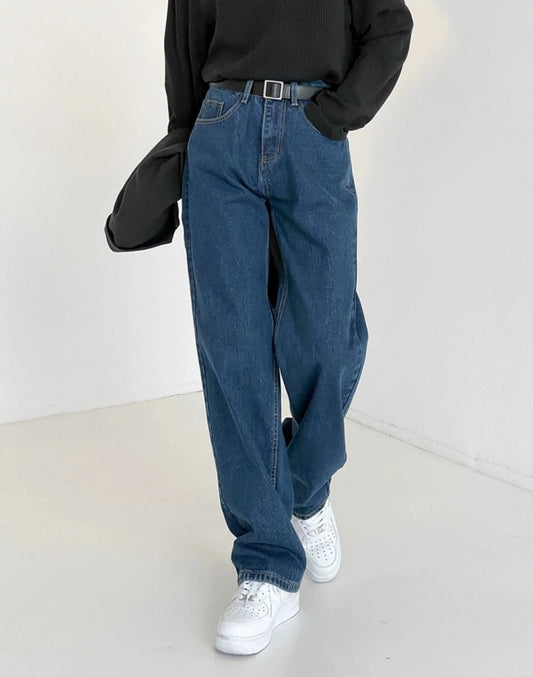 Navy blue straight denim BZ15007