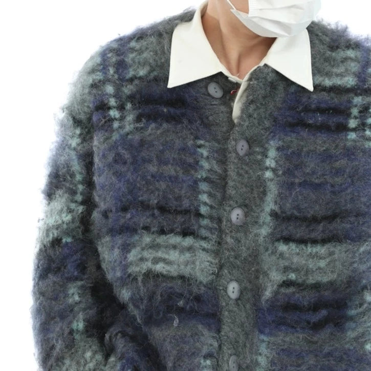 Mixed check coriander cardigan gm15022