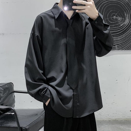 Simple Korean shirt with tie gm4318