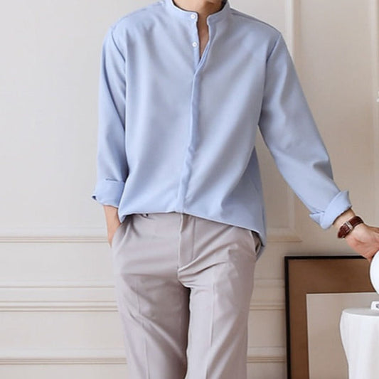 Cool no-collar silk shirt gm5210