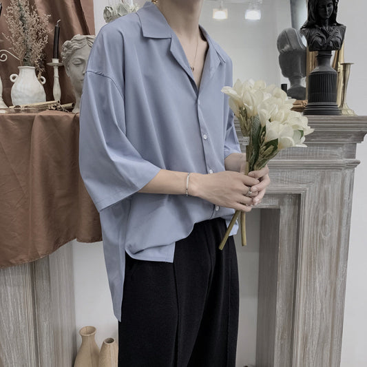 Loose summer open collar shirt gm4386