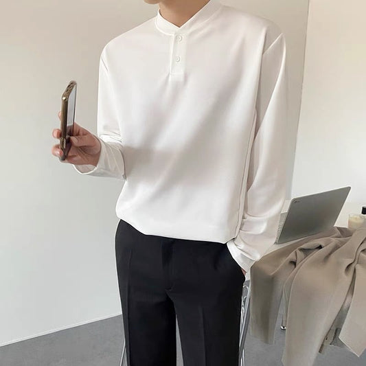 Crew neck half button T-shirt gm3141