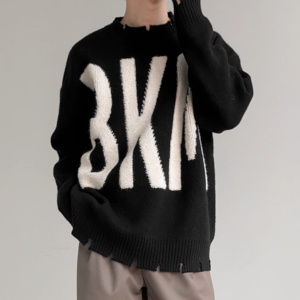 Big logo damage knit gm15016