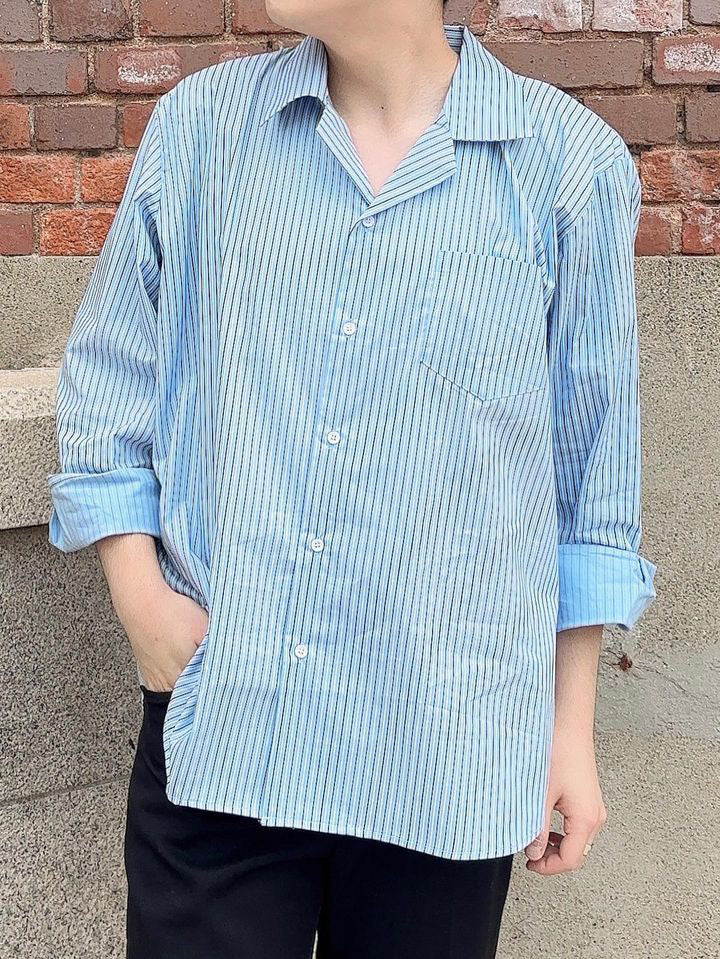 Loose Blue Striped Shirt Ot4499