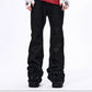 Crimson Leather Waist Flared Denimpants gm16427