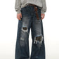 street patched hole camouflage denim gm16358