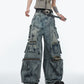 Distressed multi-pocket design denim gm15302