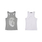 Grunge Face Print Contrast-Trim Tanktop gm16430