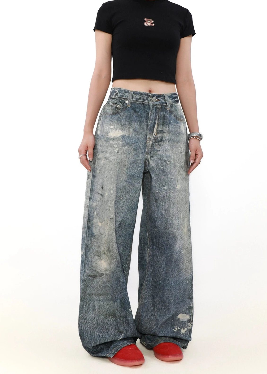 street washed ink stained denim gm16068