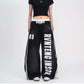 Side Stripe Letter Print Wide-Leg Sweat Pants gm16624