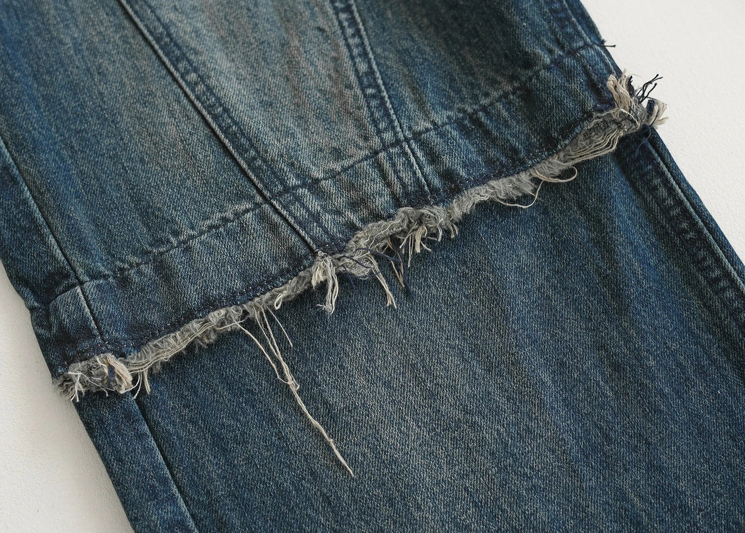 blue splicing washed denim gm16315