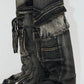 washed zip belt denim pants gm16017