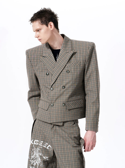 Check Double Breasted Jacket gm16413