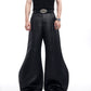 black satin scimitar wide leg pants gm15893