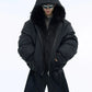 fur collar spliced hooded  jacket gm16180