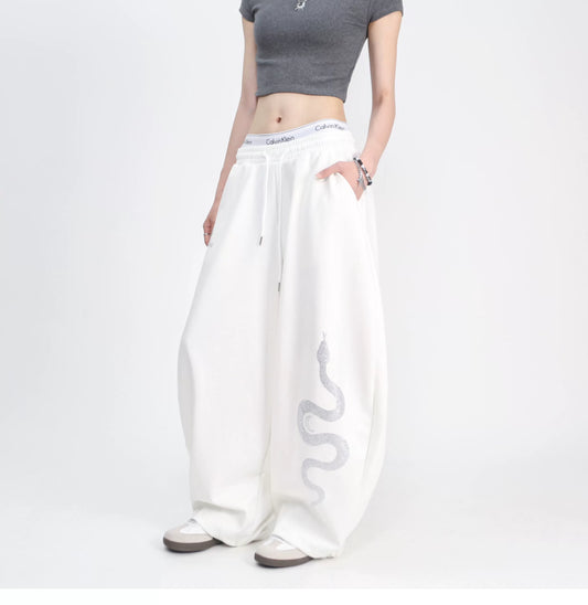 Snake Rhinestone Wide-Leg Sweatpants gm16623