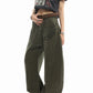 Washed Script Embroidery Wide Leg Cargo Pants gm16618