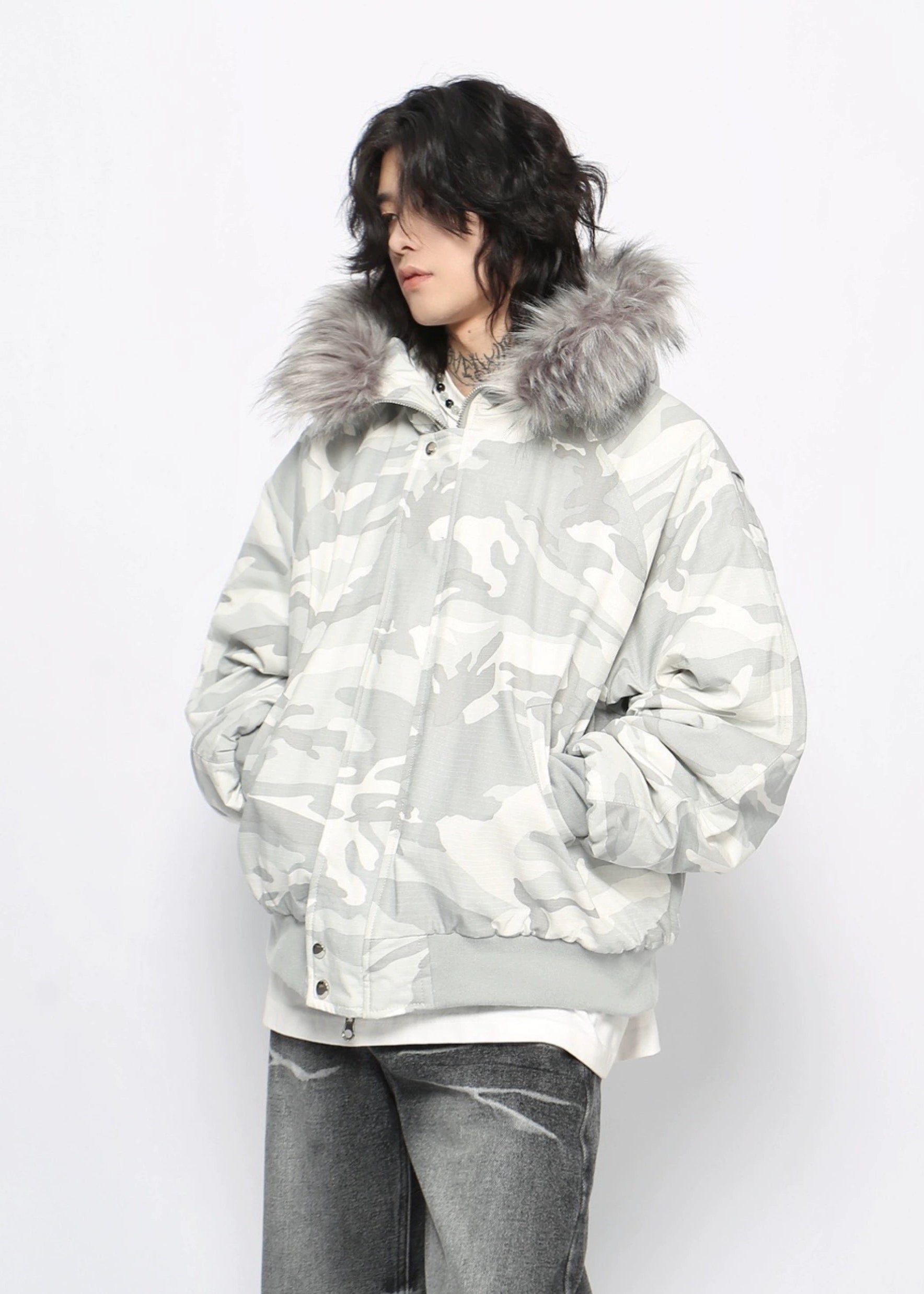 street camouflage fur jacket gm16385