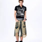 Gothic Grunge Distressed Print Slim Poloshirt gm16425