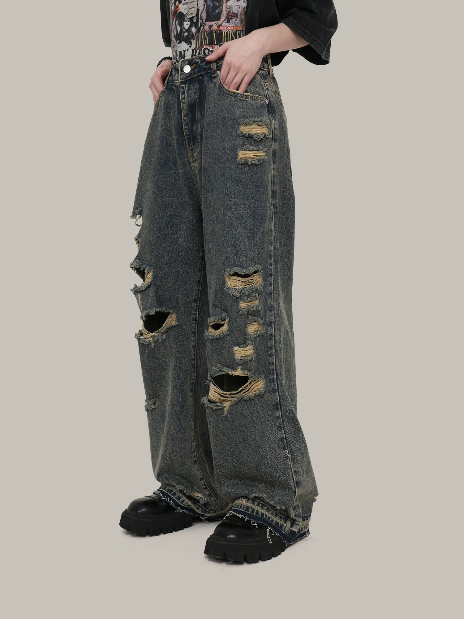 straight ripped beggar denim gm15293