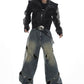 hollow loose straight denim gm15344
