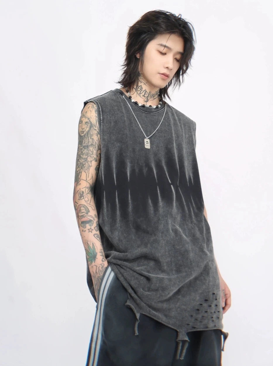 old washed sleeveless T-shirt gm15331