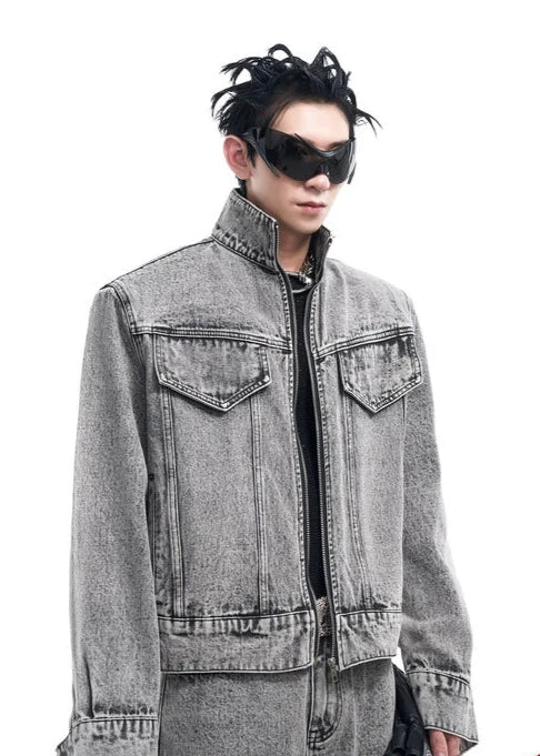 gray denim jacket gm15907