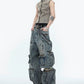 Distressed multi-pocket design denim gm15302