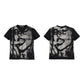 Distressed Graffiti Print V-Neck Tshirts gm16446