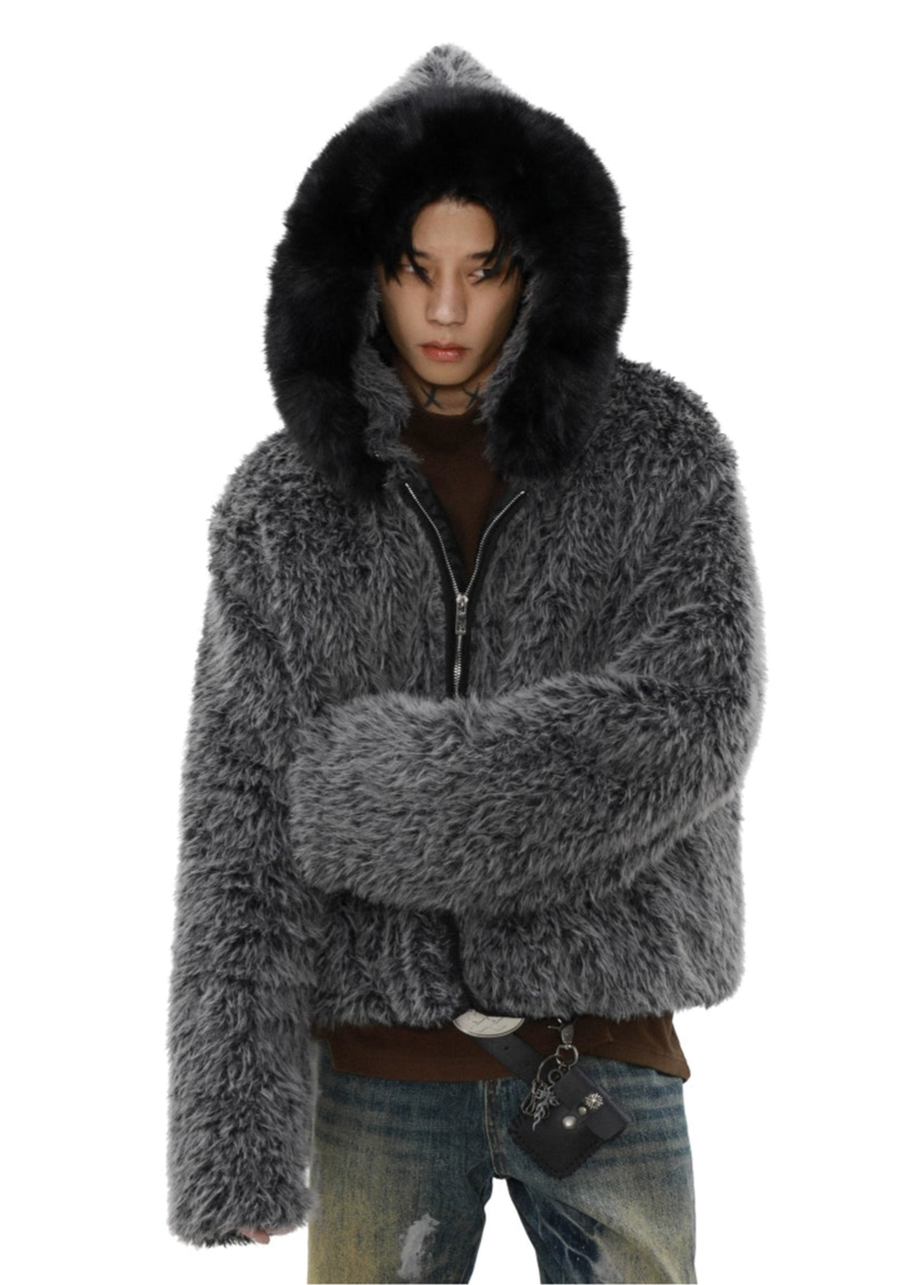 trend gray fur jacket gm16366