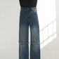 blue splicing washed denim gm16315