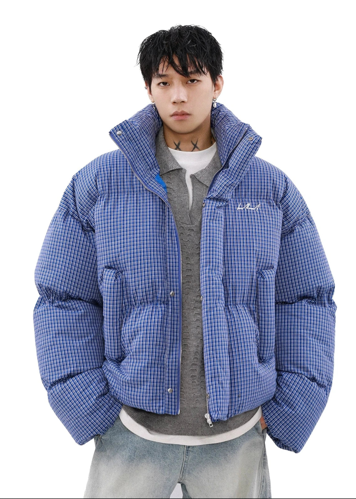 plaid bread down jacket gm16168