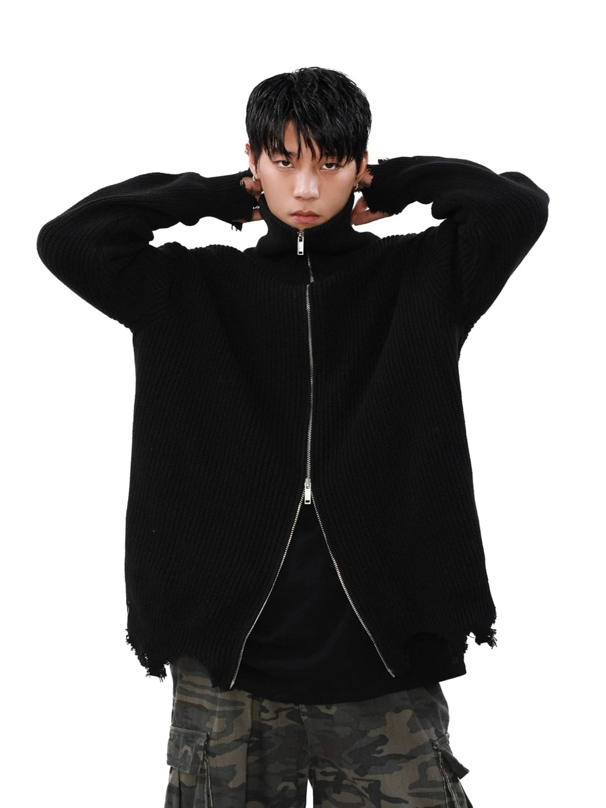 simple black zip sweat shirt gm15810