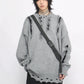 hem ripped round neck sweater gm16247